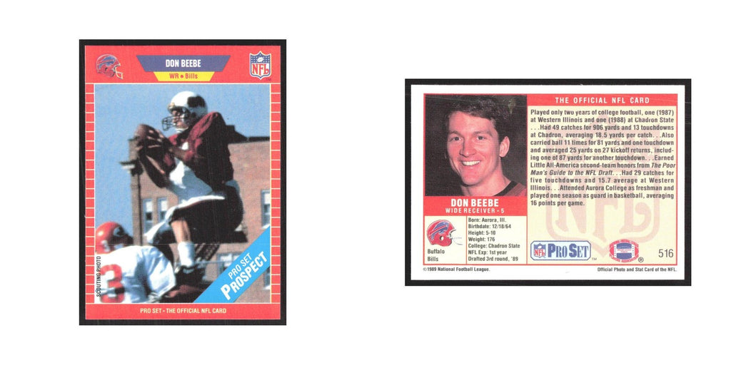 1989 Pro Set Don Beebe Bills #516