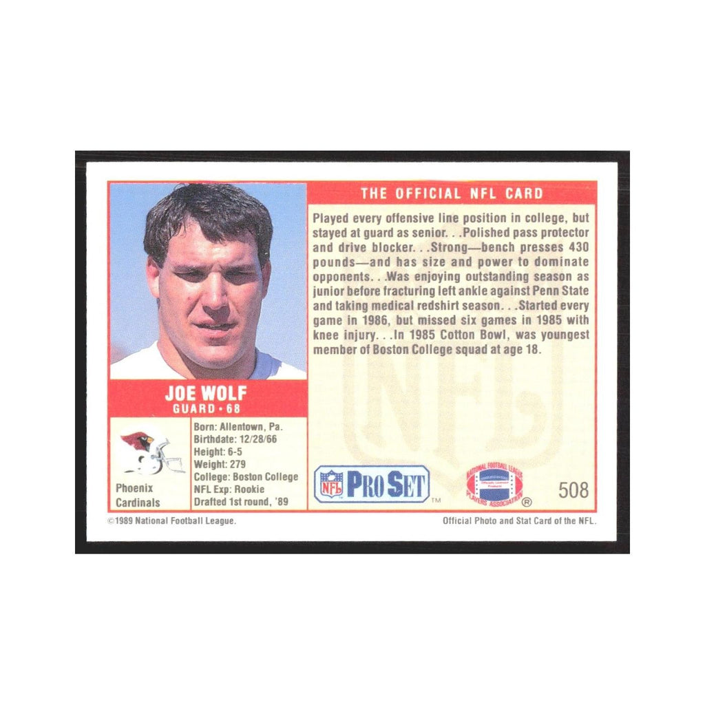1989 Pro Set Joe Wolf Phoenix Cardinals #508