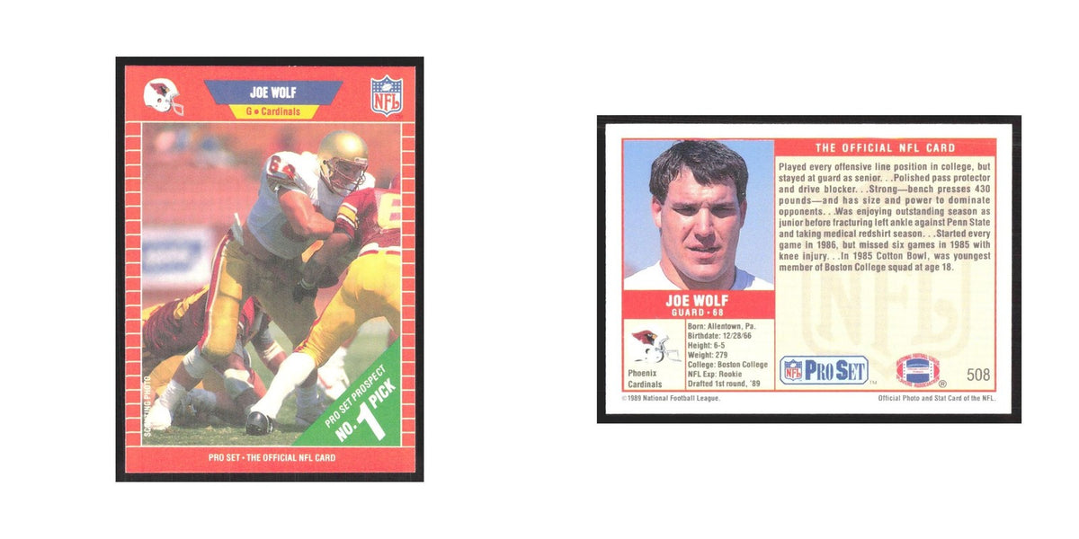 1989 Pro Set Joe Wolf Phoenix Cardinals #508