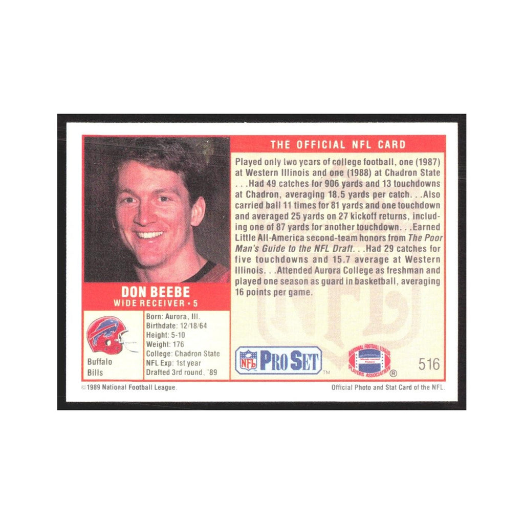 1989 Pro Set Don Beebe Bills #516