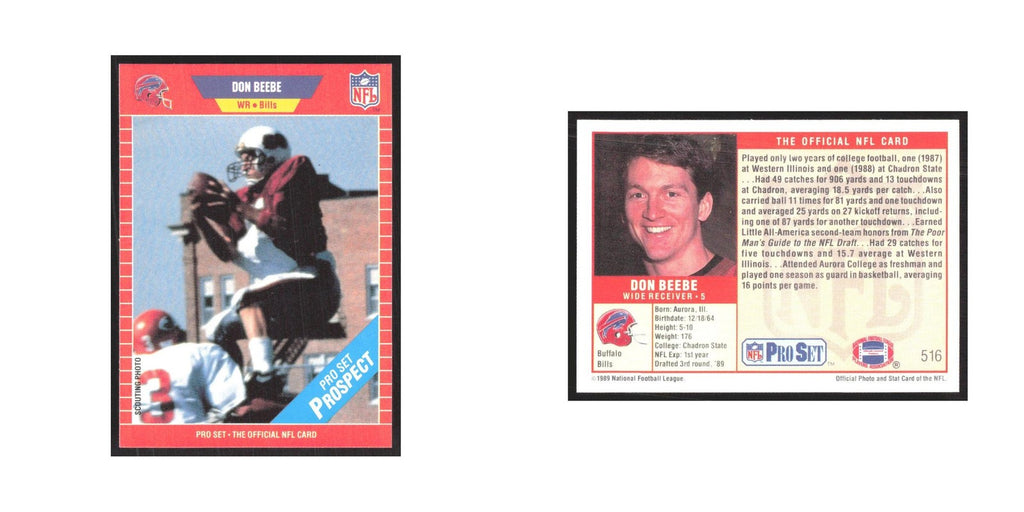 1989 Pro Set Don Beebe Bills #516