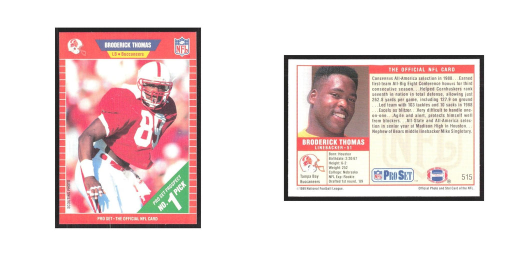 1989 Pro Set Broderick Thomas Buccaneers #515