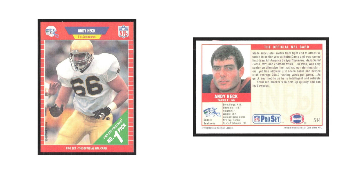 1989 Pro Set Andy Heck Seahawks #514