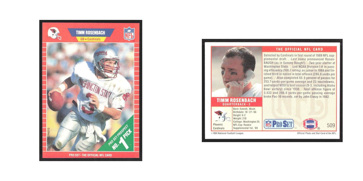 1989 Pro Set Timm Rosenbach Phoenix Cardinals #509