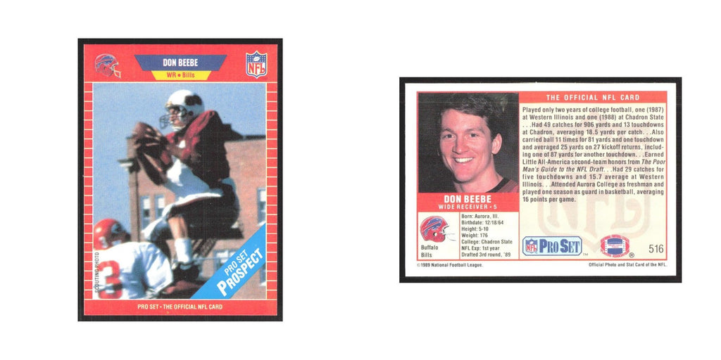 1989 Pro Set Don Beebe Bills #516