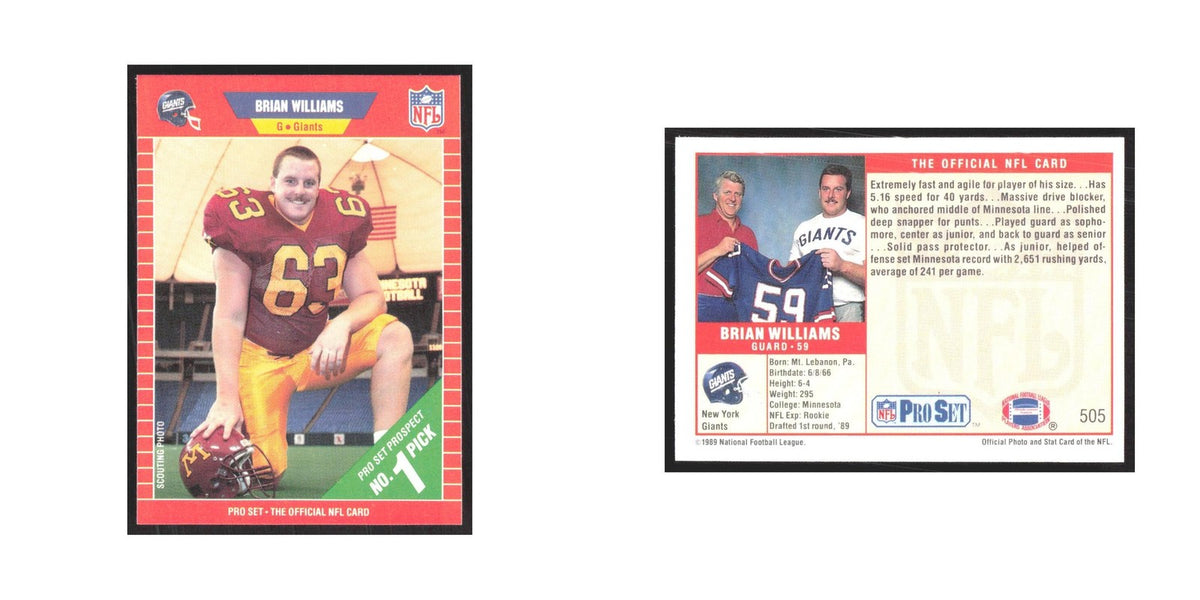 1989 Pro Set Brian Williams Giants #505