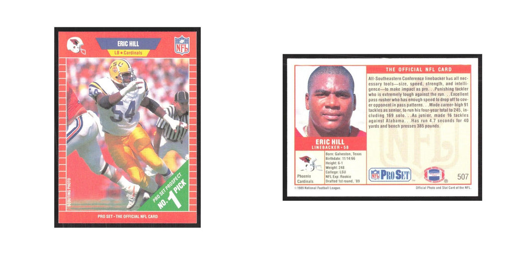 1989 Pro Set Eric Hill Phoenix Cardinals #507