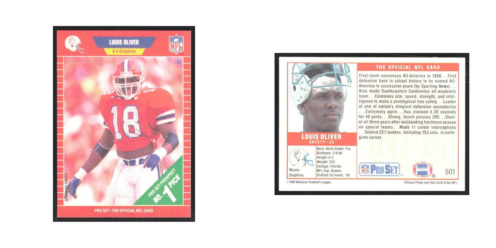 1989 Pro Set Louis Oliver Dolphins #501