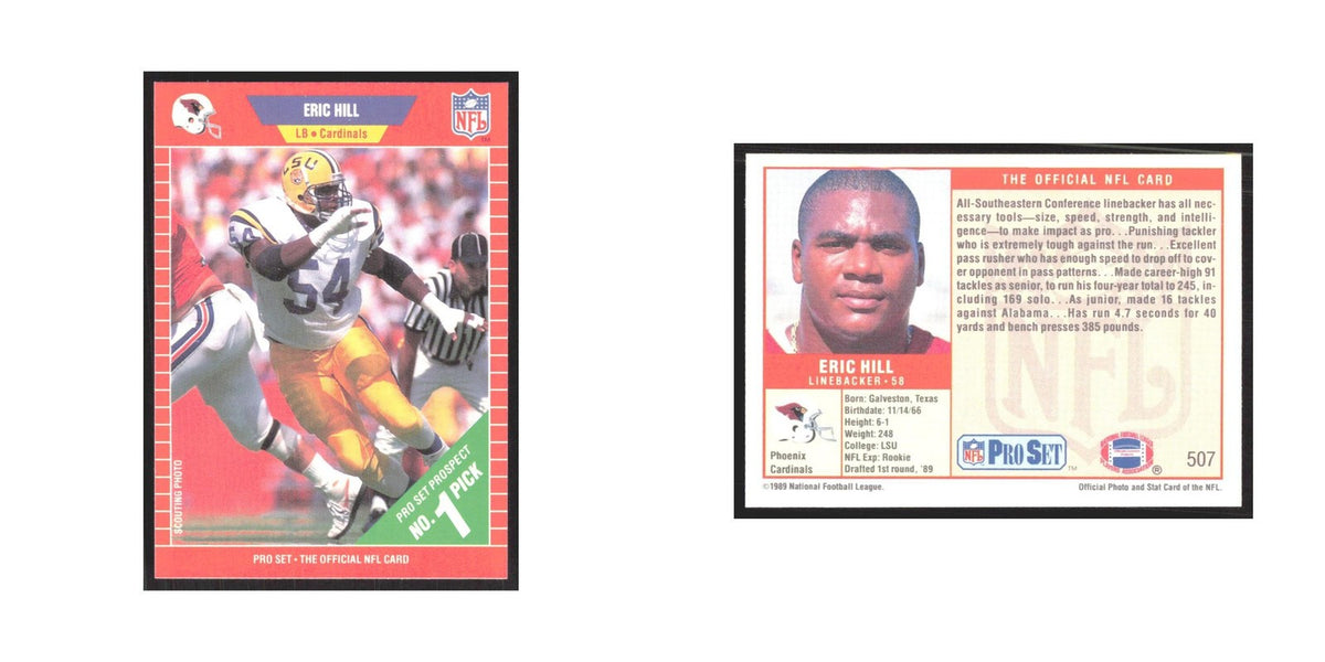 1989 Pro Set Eric Hill Phoenix Cardinals #507