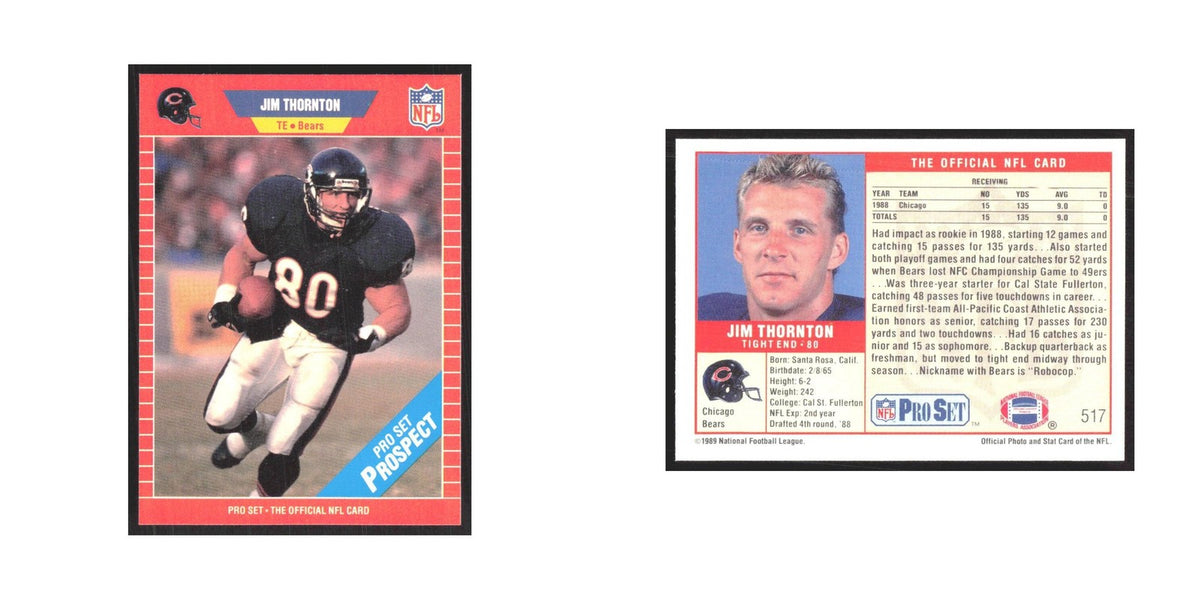 1989 Pro Set Jim Thornton Bears #517