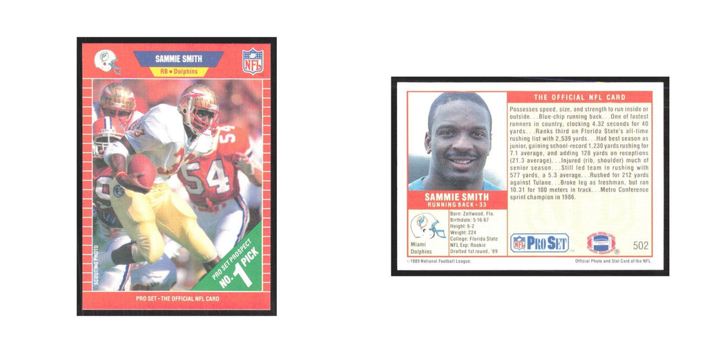1989 Pro Set Sammie Smith Dolphins #502