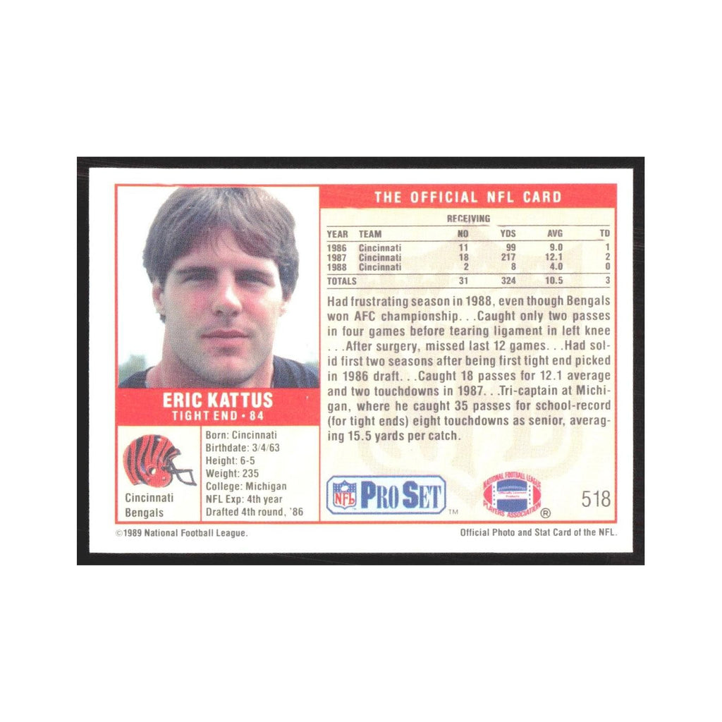 1989 Pro Set Eric Kattus Bengals #518