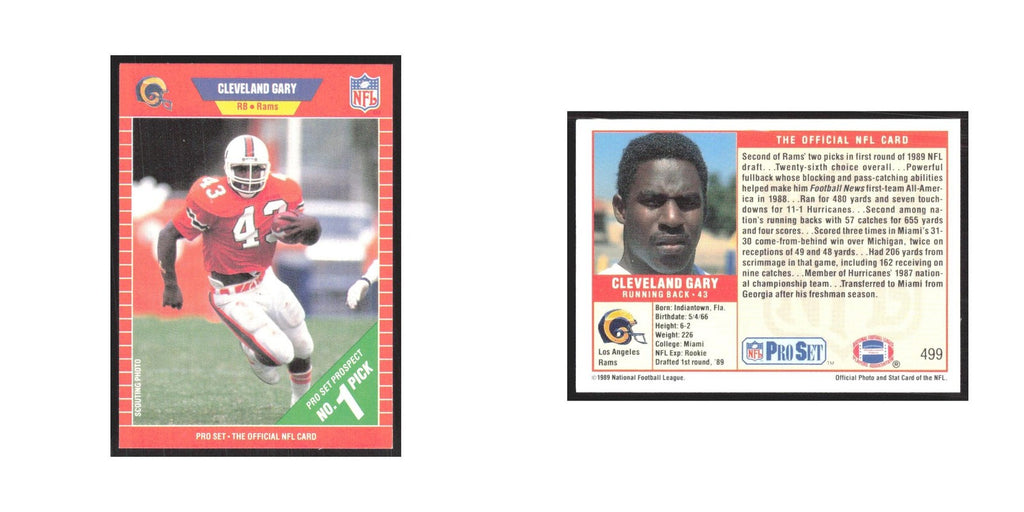 1989 Pro Set Cleveland Gary Rams #499