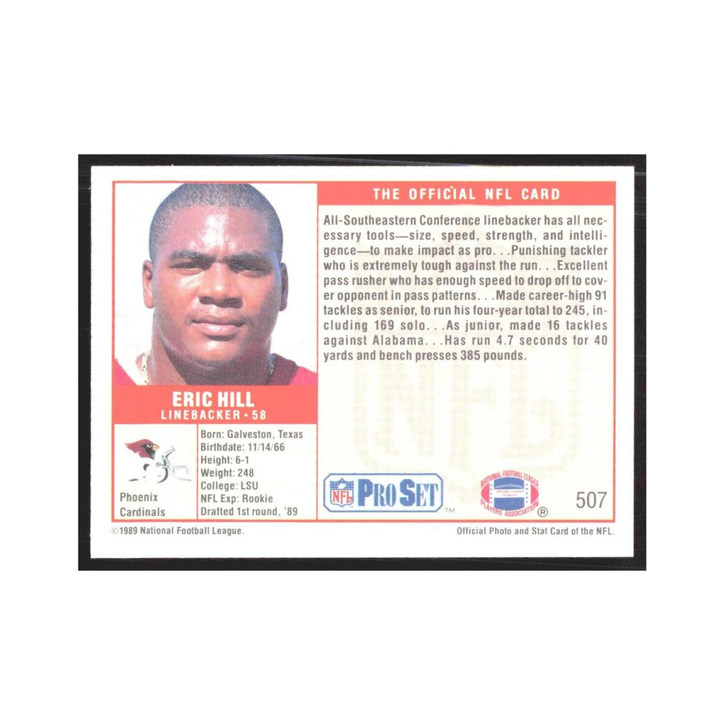 1989 Pro Set Eric Hill Phoenix Cardinals #507