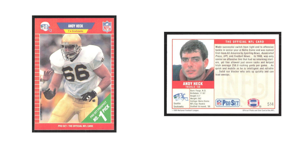 1989 Pro Set Andy Heck Seahawks #514