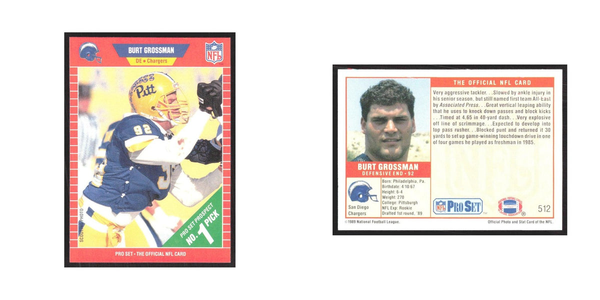 1989 Pro Set Burt Grossman San Diego Chargers #512