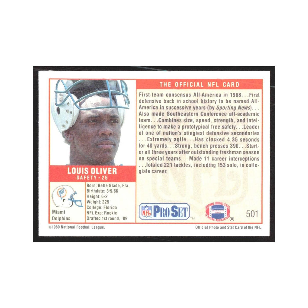 1989 Pro Set Louis Oliver Dolphins #501