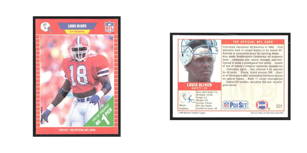 1989 Pro Set Louis Oliver Dolphins #501