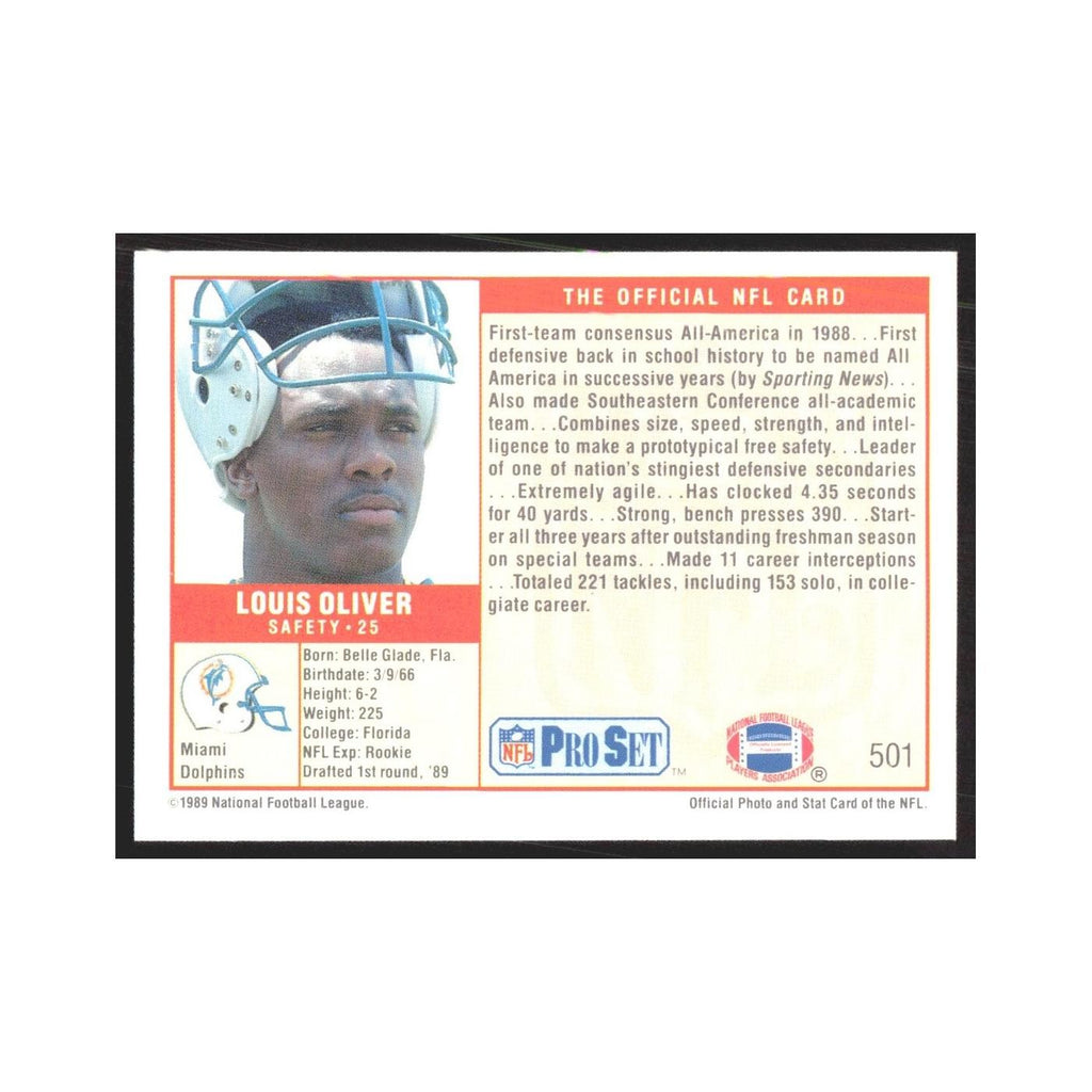 1989 Pro Set Louis Oliver Dolphins #501