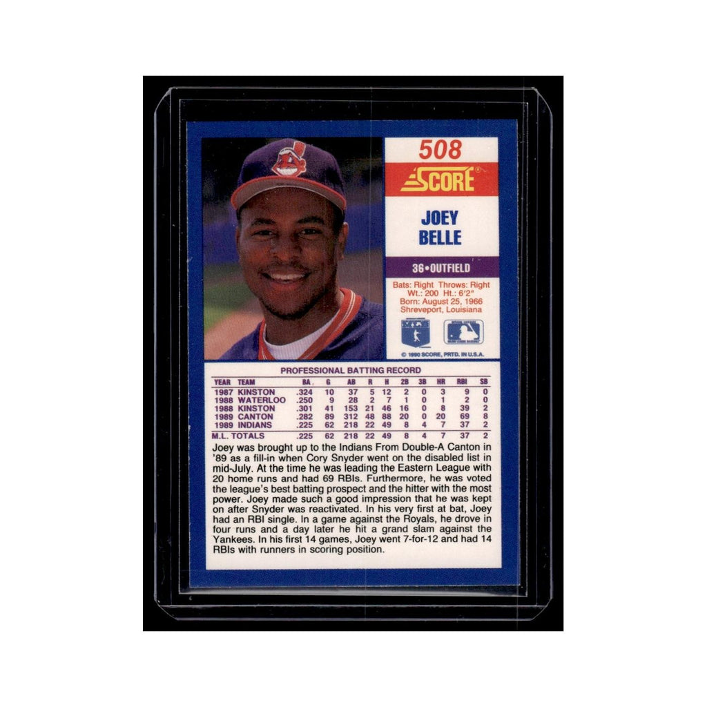 Joey Belle 1990 Score #508 Cleveland Indians Baseball Card NM