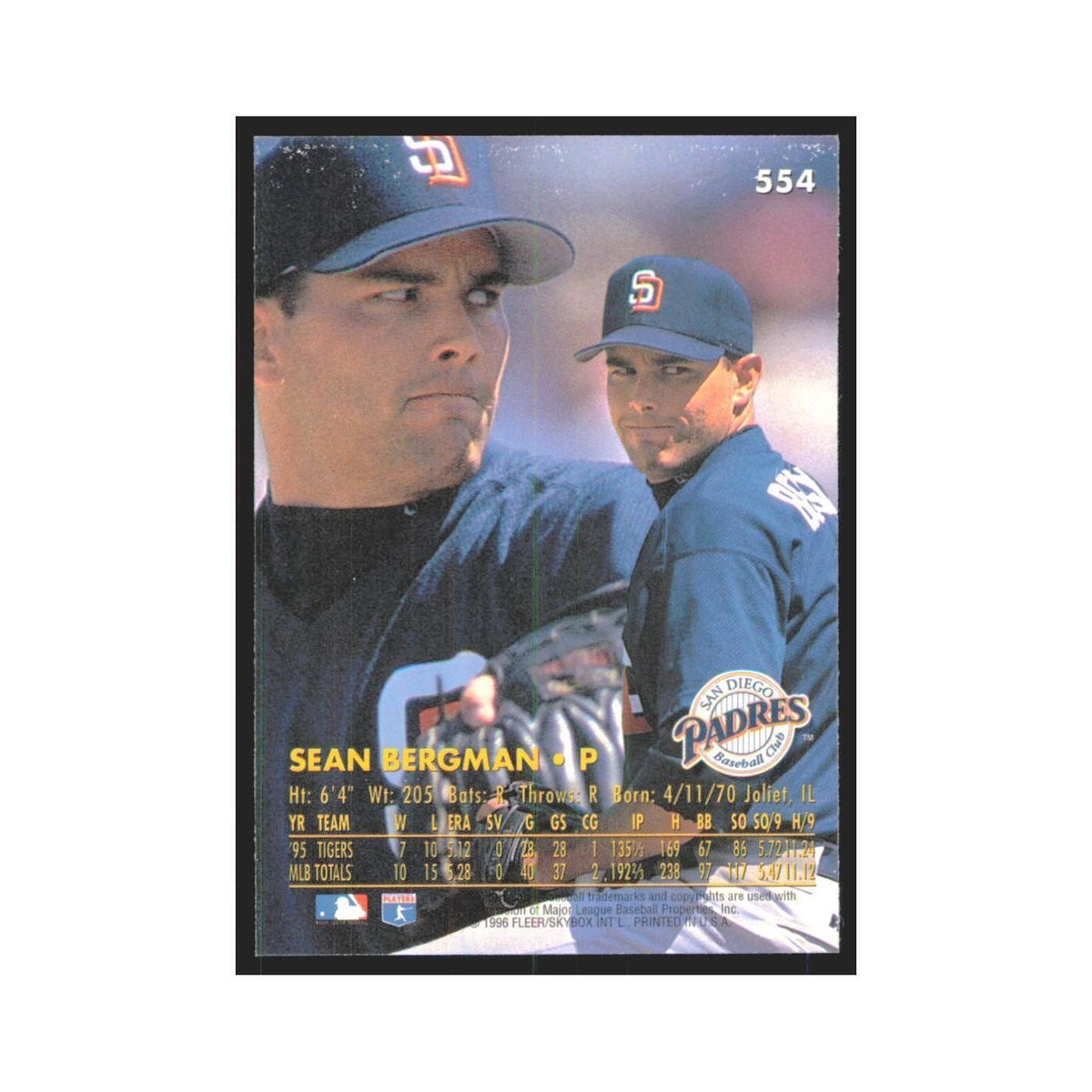 1996 Fleer Ultra Sean Bergman Padres #554