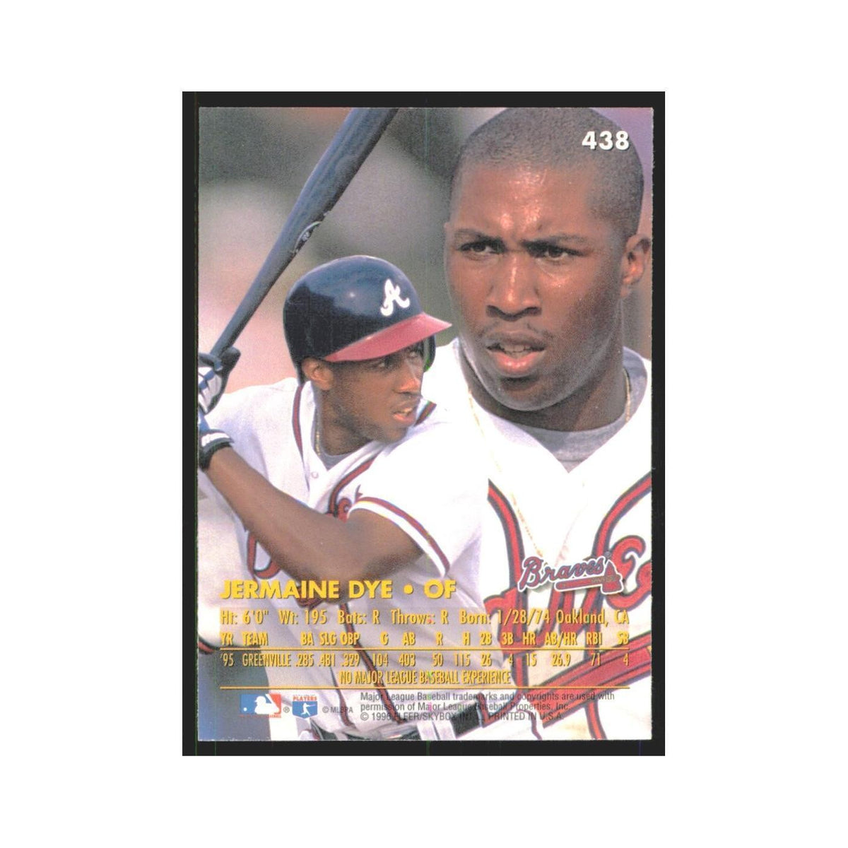 1996 Fleer Ultra Jermaine Dye Braves #438