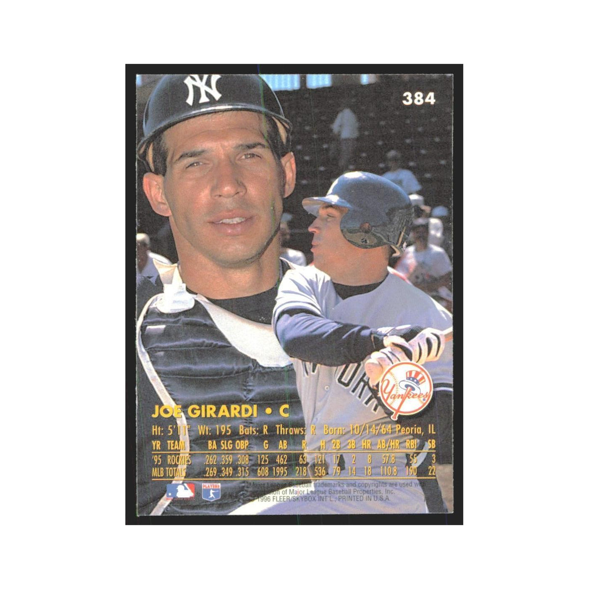 1996 Fleer Ultra Joe Girardi Yankees #384