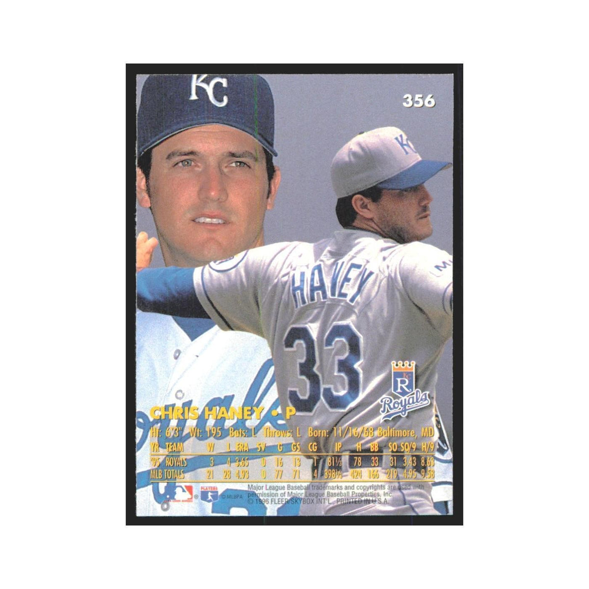 1996 Fleer Ultra Chris Haney Royals #356