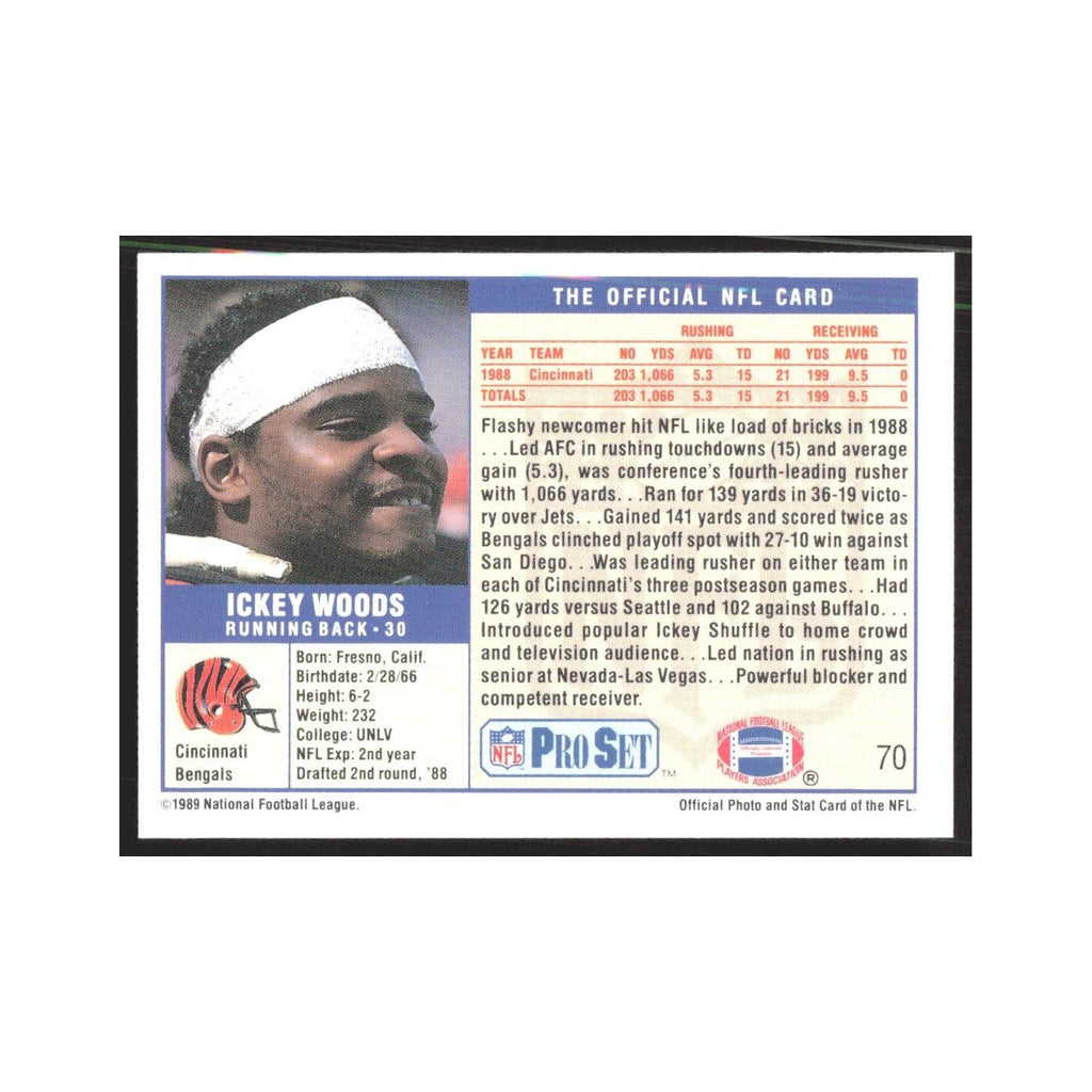 1989 Pro Set Ickey Woods Bengals #70