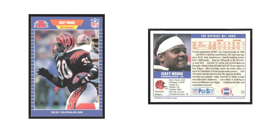 1989 Pro Set Ickey Woods Bengals #70