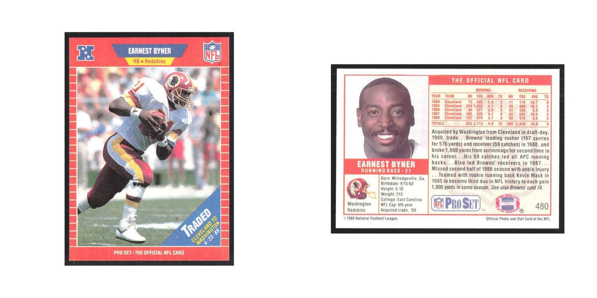 1989 Pro Set Earnest Byner Redskins #480