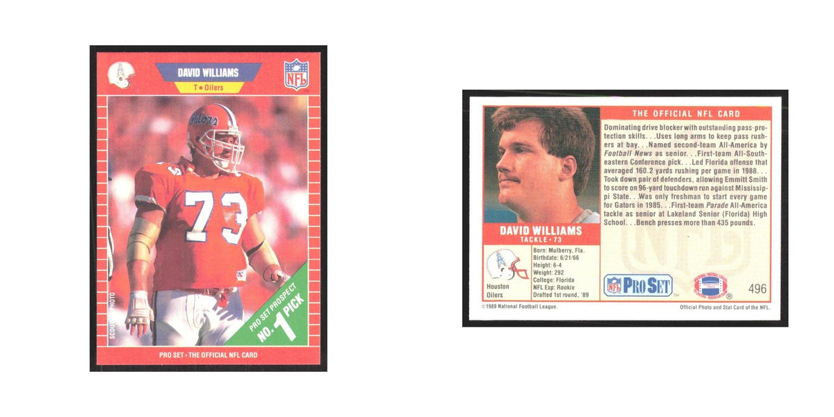 1989 Pro Set David Williams Houston Oilers #496