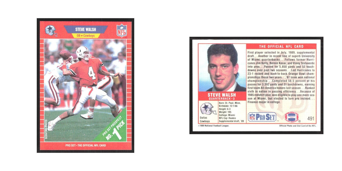 1989 Pro Set Steve Walsh Cowboys #491