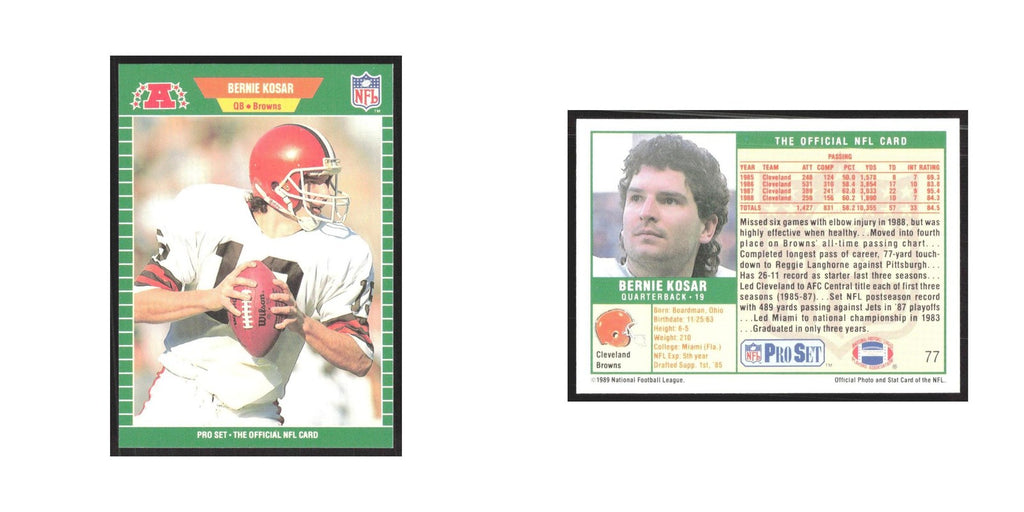 1989 Pro Set Bernie Kosar Browns #77