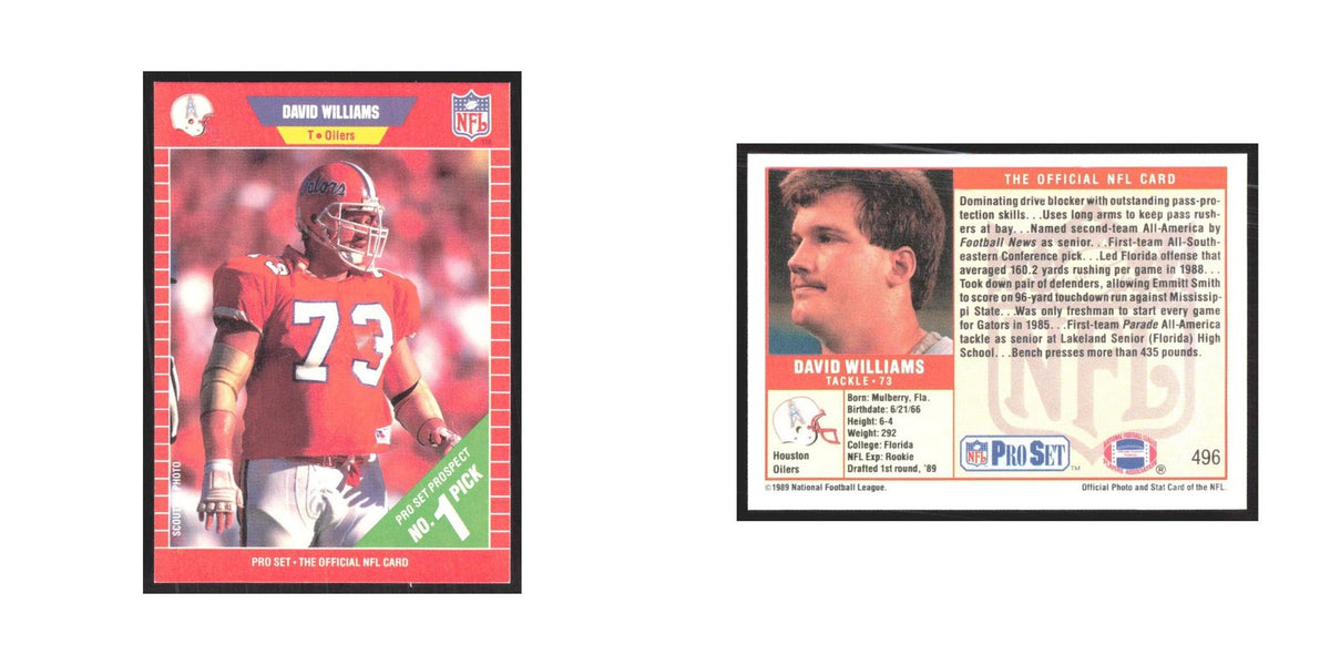 1989 Pro Set David Williams Houston Oilers #496