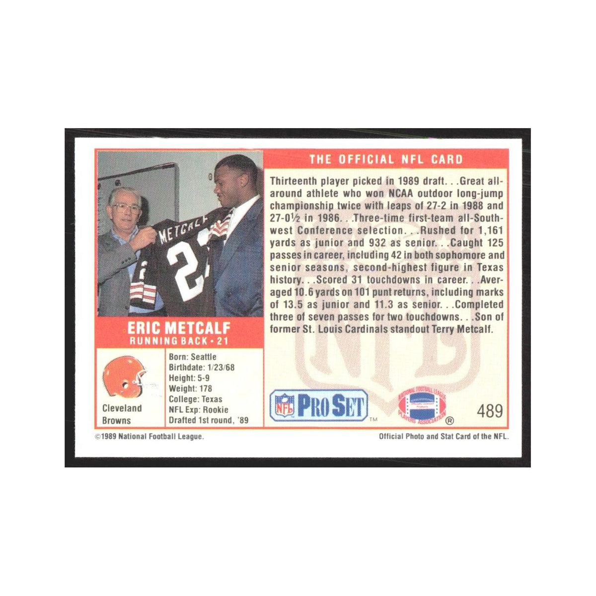1989 Pro Set Eric Metcalf Browns #489
