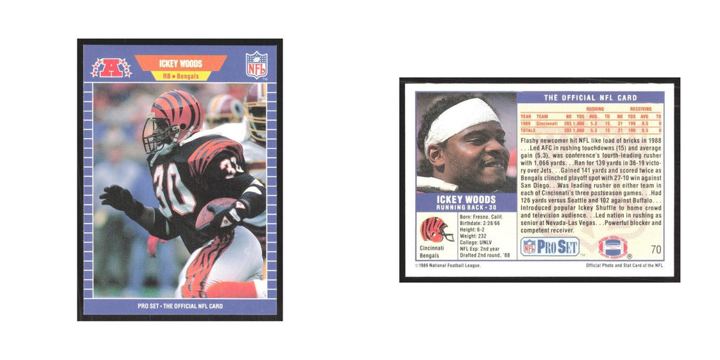 1989 Pro Set Ickey Woods Bengals #70