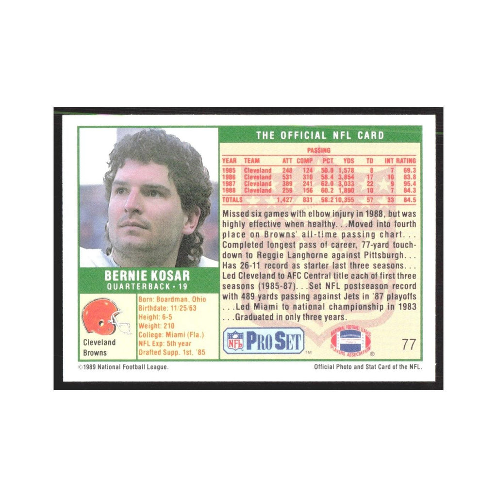 1989 Pro Set Bernie Kosar Browns #77