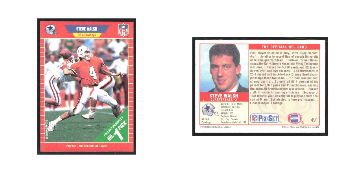 1989 Pro Set Steve Walsh Cowboys #491