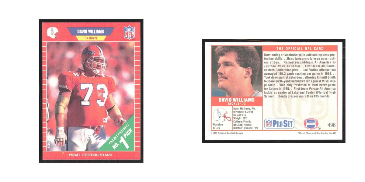 1989 Pro Set David Williams Houston Oilers #496