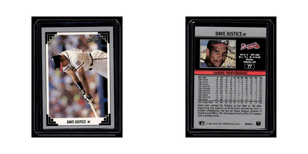 Dave Justice 1991 Leaf #77 Atlanta Braves Baseball Card NM