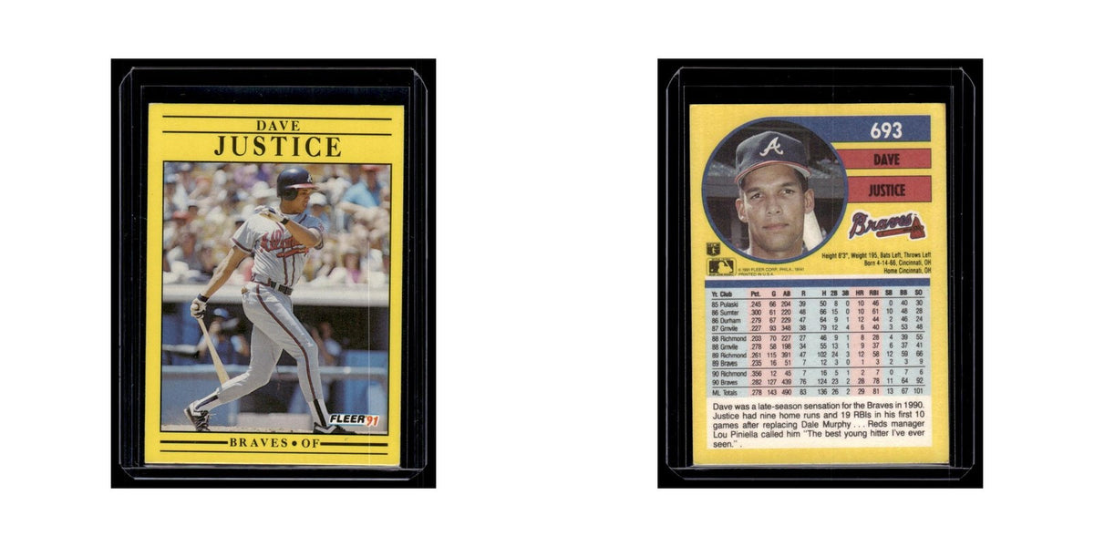 Dave Justice 1991 Fleer #693 Atlanta Braves Baseball Card NM