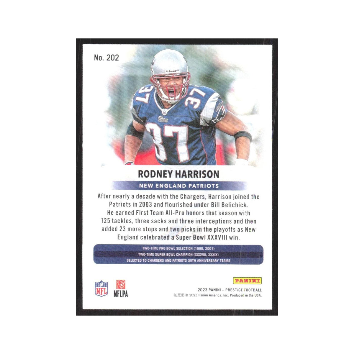 2023 Panini Prestige Rodney Harrison Patriots #202