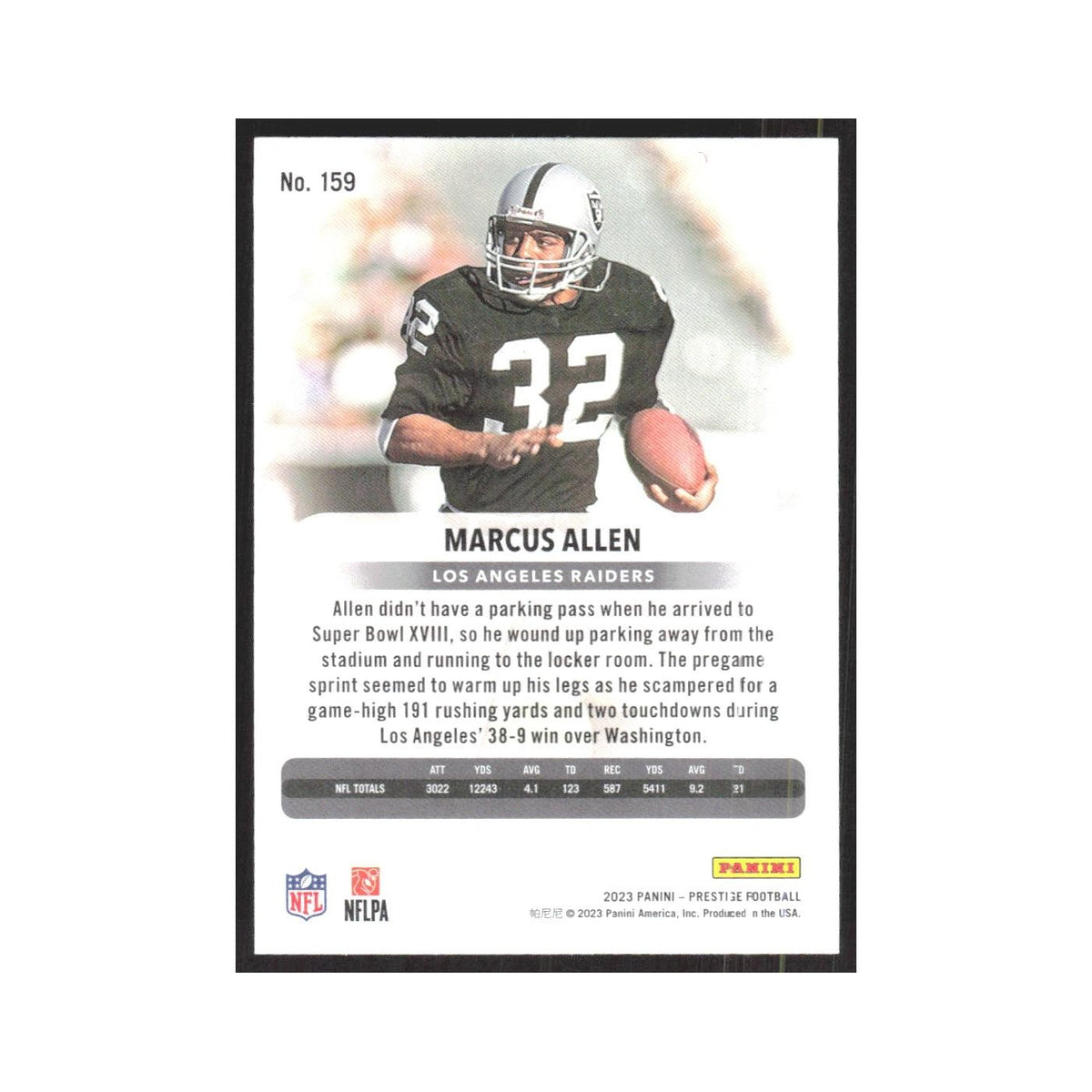 2023 Panini Prestige Marcus Allen Los Angeles Raiders #159.0