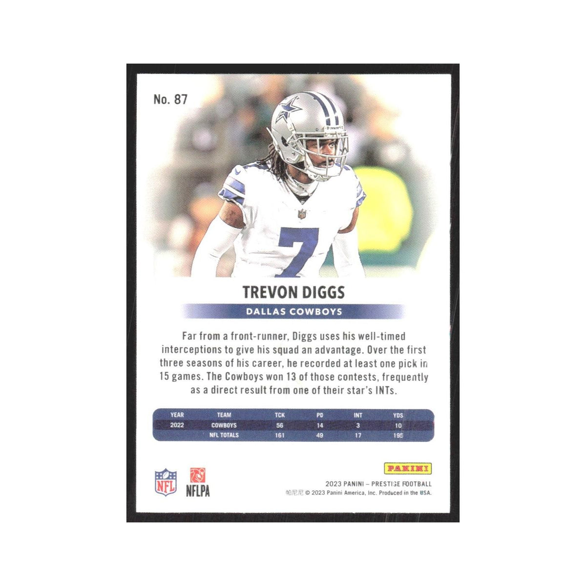2023 Panini Prestige Trevon Diggs Cowboys #87