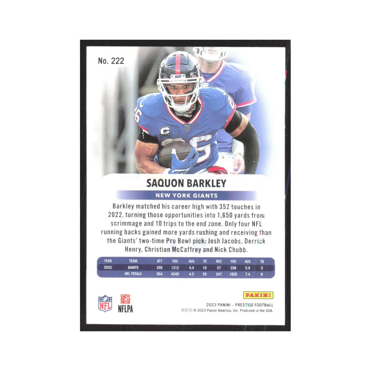 2023 Panini Prestige Saquon Barkley Giants #222