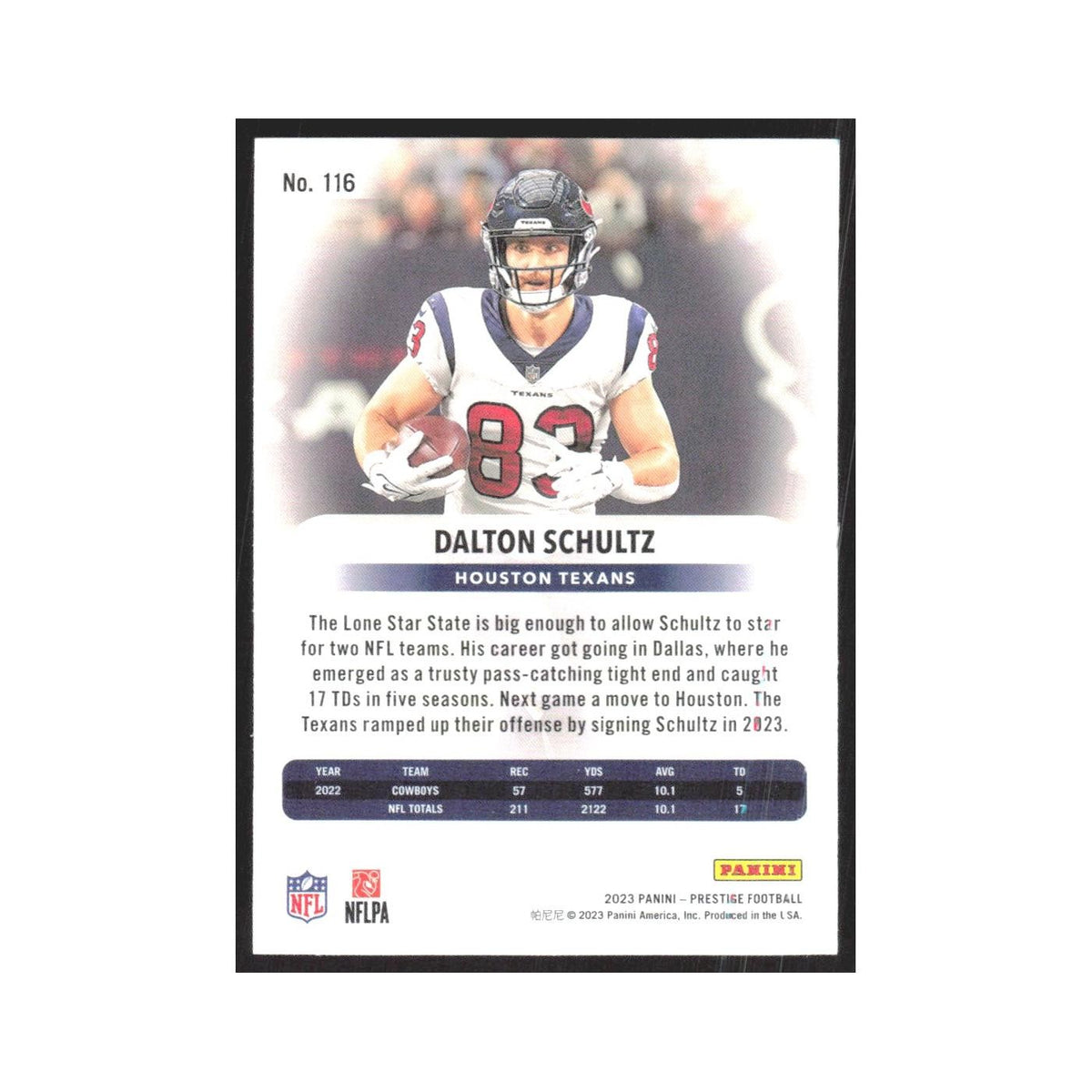 2023 Panini Prestige Dalton Schultz Texans #116