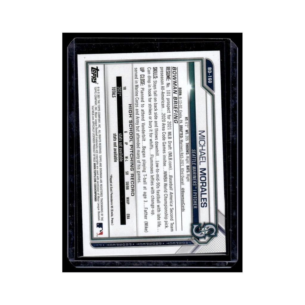 Michael Morales 2021 Bowman Draft #BD-160 Seattle Mariners Baseball Card NM
