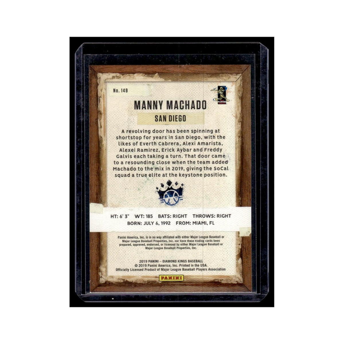 Manny Machado 2019 Panini Diamond Kings #149 San Diego Padres Baseball Card NM