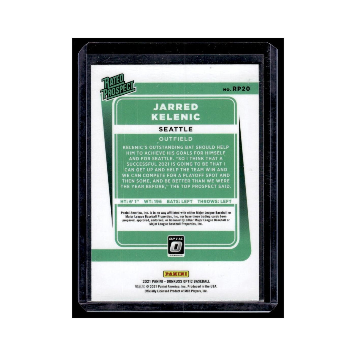 Jarred Kelenic 2021 Donruss Optic Rated Prospect #RP20 Seattle Mariners NM